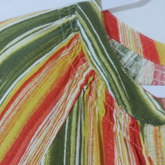 Ruby Rd Women's Batik Chic Watercolor Striped Linen Buttoned Henley Top Size S - Picture 6 of 8